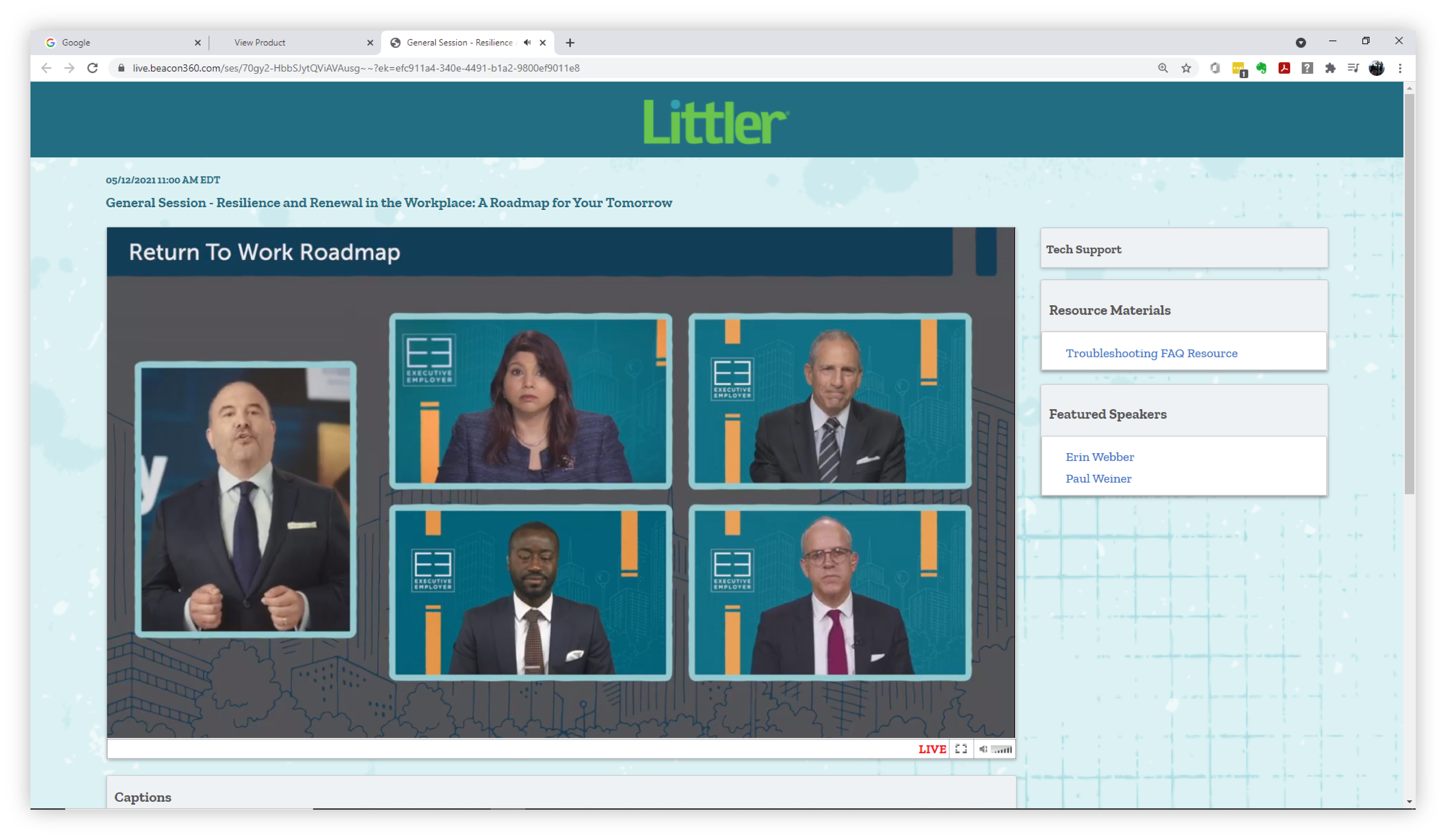 A screenshot of multiple speakers in a virtual conference