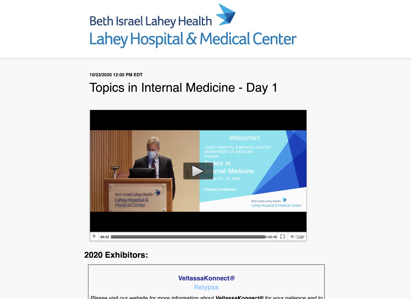 Lahey Hospital & Medical Health Center worked with BeaconLive to produce and deliver a Live, Multi-Day, CME Webcast experience for over 100 attendees.